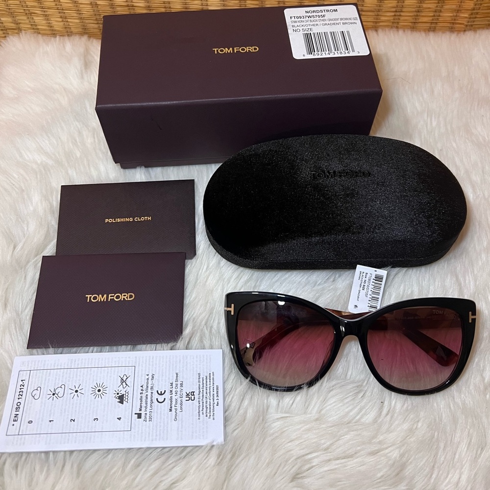 NIB Tom Ford Sunglasses FT0937 Nora 05F Black and Havana Brown Pink Gradient